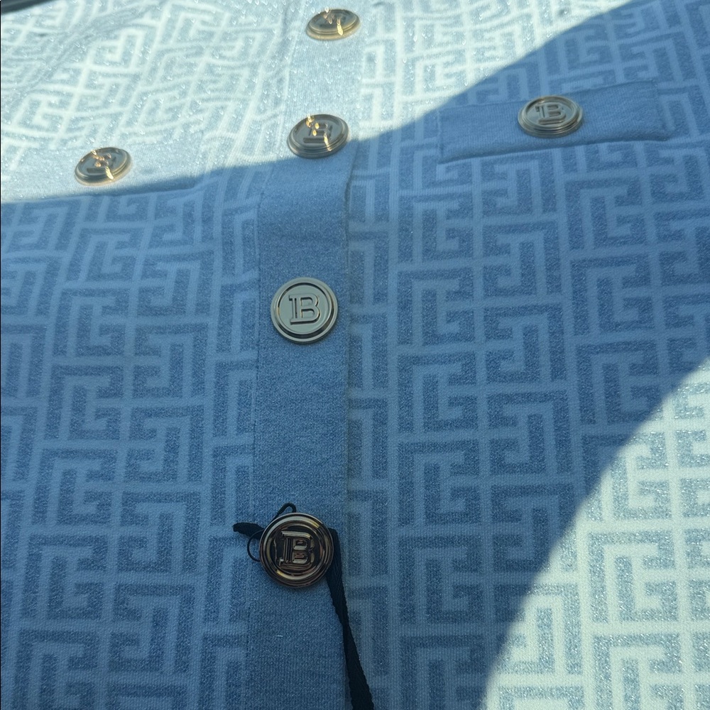 Balmain Light Blue Cardigan with Signature Buttons - Picture 8 of 10